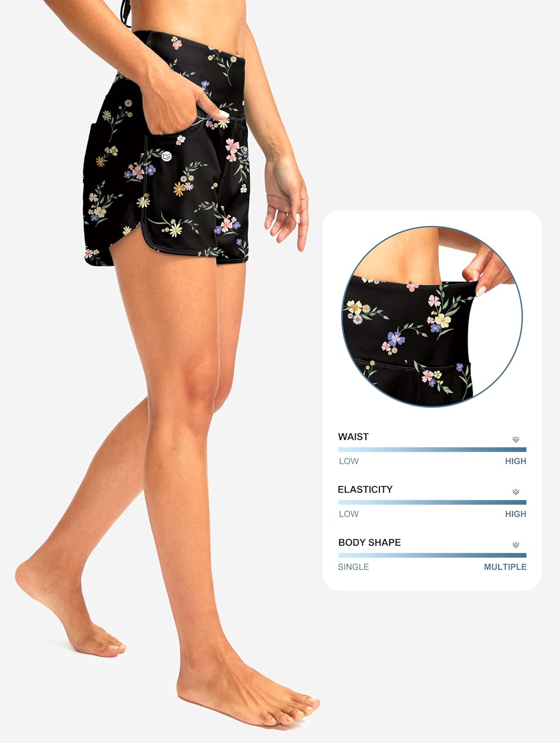 G Gradual Women's 3" High Waisted Swim Board Shorts with Pockets Quick Dry Swimsuit Bottoms Bathing Suit for Women with Liner - Image 3