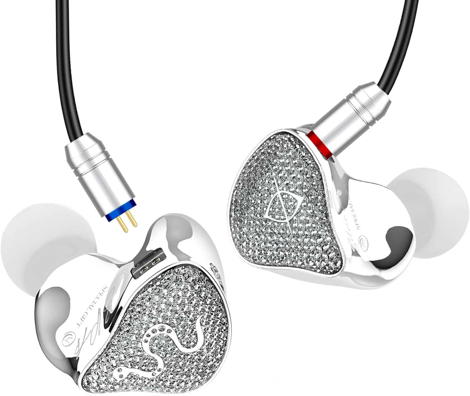 EZ EAR SPA-SG in Ear Monitor,10MM PEEK+PU Composite Diaphragm Inner-Magnet DD HiFi Wired Earbuds in Ear Earphones,Crystal Diamond Surface IEMS for Musicians Singers Audiophiles,on Stage