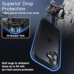JETech Matte Case pour iPhone 16 Protection contre les chutes militaires de 6,1 pouces, couverture de téléphone arrière translucide, anti-empreintes digitales (noir)