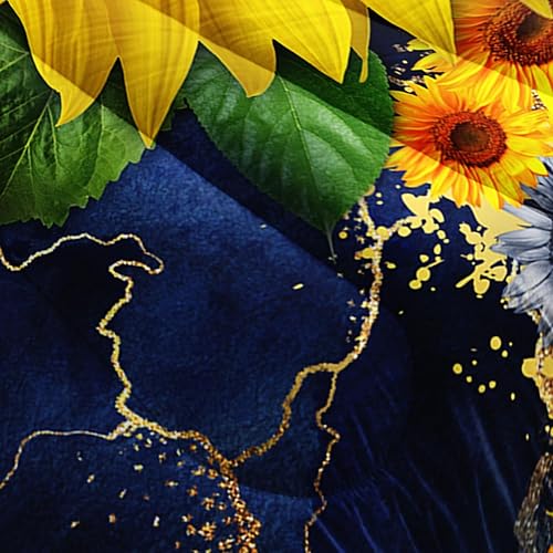 Miniatura 3 de AILONEN Juego de edredón de girasol, tamaño Queen, juego de ropa de cama con estampado de girasol amarillo en acuarela azul para niños y niñas,