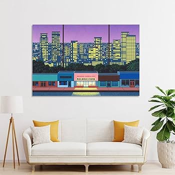 Amazon.co.jp: イラストレーター 永井博 アートポスター 80年代シティ