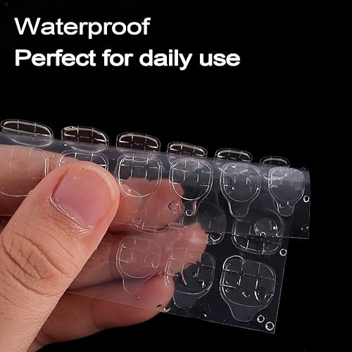 Miniatura 3 de Laza 1200 pestañas adhesivas finas y transpirables, 50 hojas de pegamento de uñas falsas, puntas súper adhesivas de doble cara (gel de gelatina de