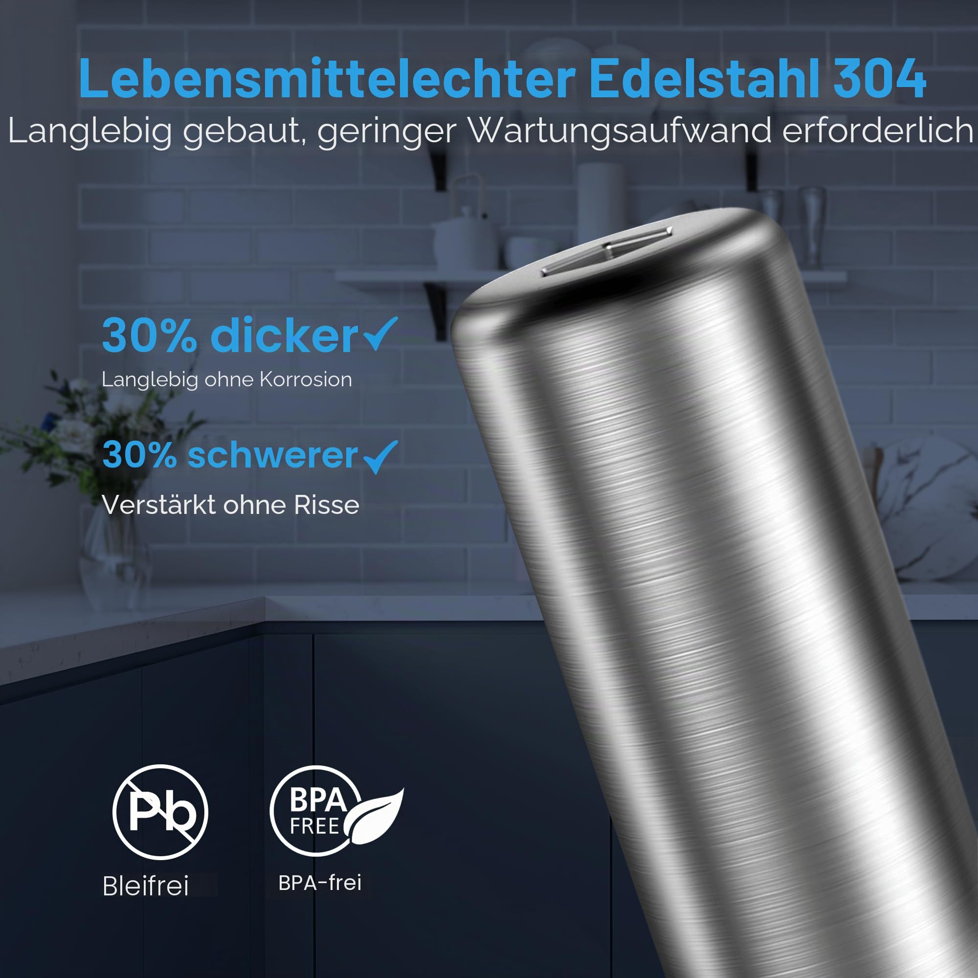Waterdrop AS13 Untertisch Wasserfiltersystem 30.000 Liter, NSF/ANSI 42 Zertifiziert, 5+1 Stufe Edelstahl Unter Waschbecken Wasserfilter Trinkwasser, Reduzieren Blei, Chlor, Schlechten Geschmack