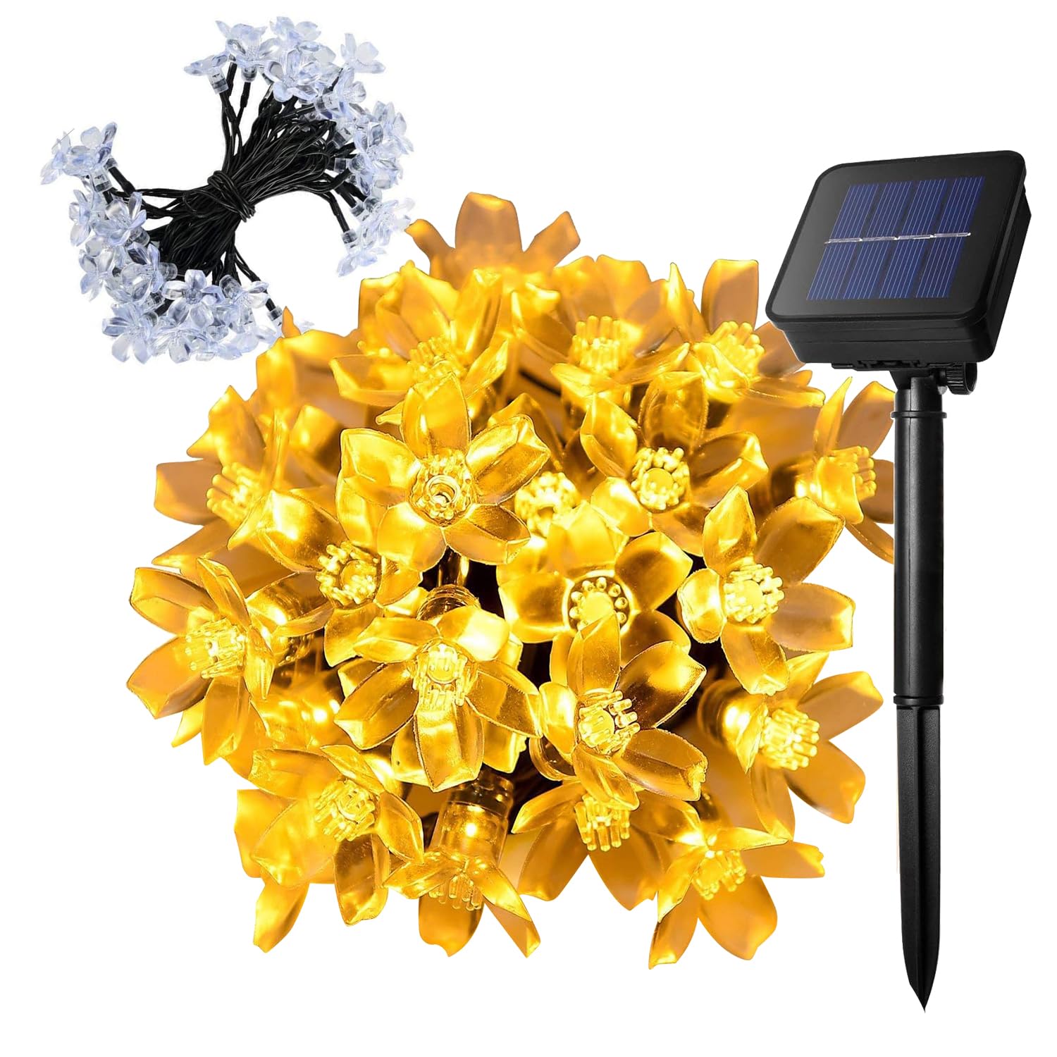GIGAWATTS 30 LED Solar Cherry Blossom String Lights Decoration Lighting for Garden Home Patio Lawn Indoor Outdoor Wedding Party Yard (6.5m, Pack of 1)-image-4
