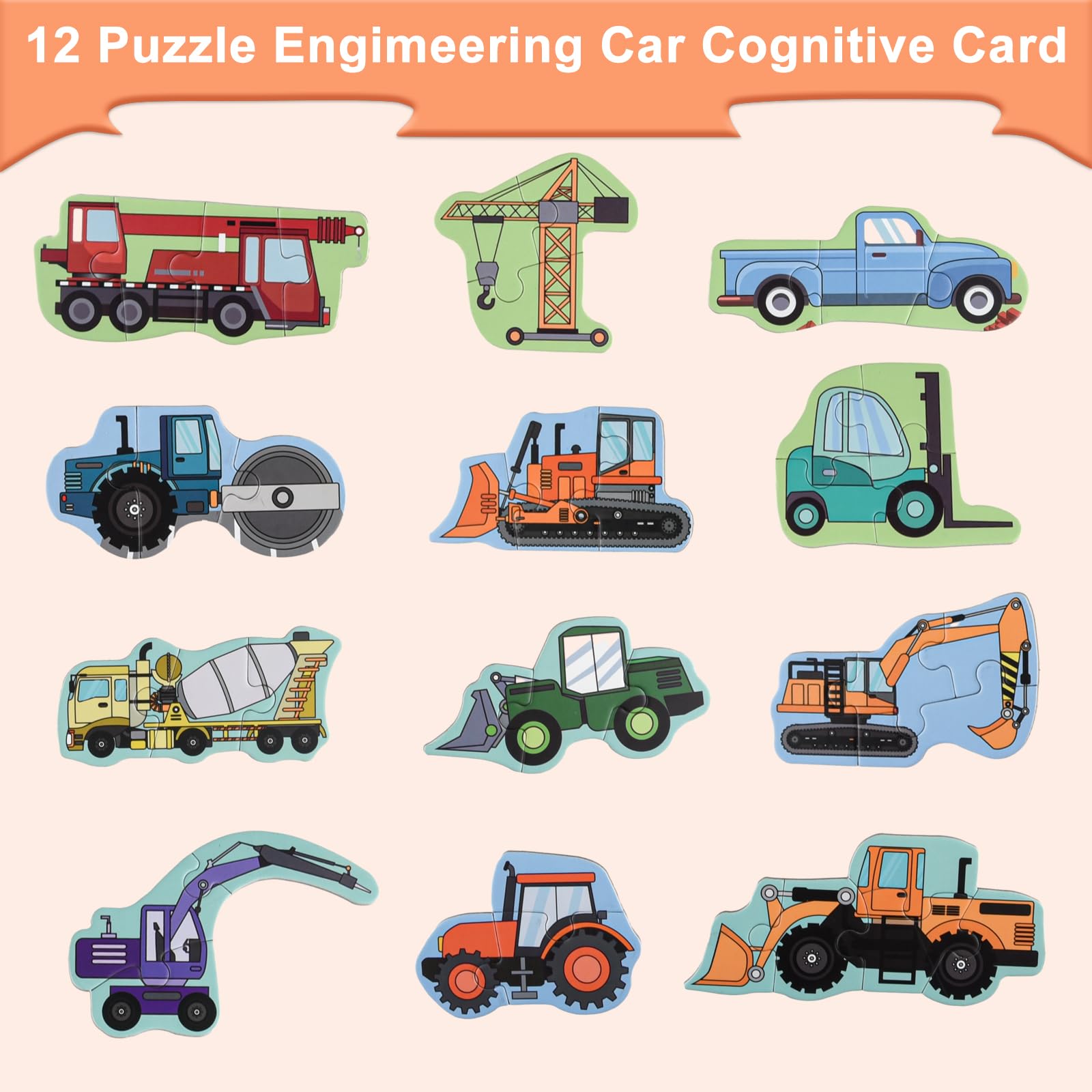 ASTARON Magnetic Puzzle with 80 Puffy Stickers for Toddlers 41 Pieces Construction Vehicles Toddler Puzzles Preschool Education learning Travel Toys Car Plane Activities For Kids Quiet Time - Image 3