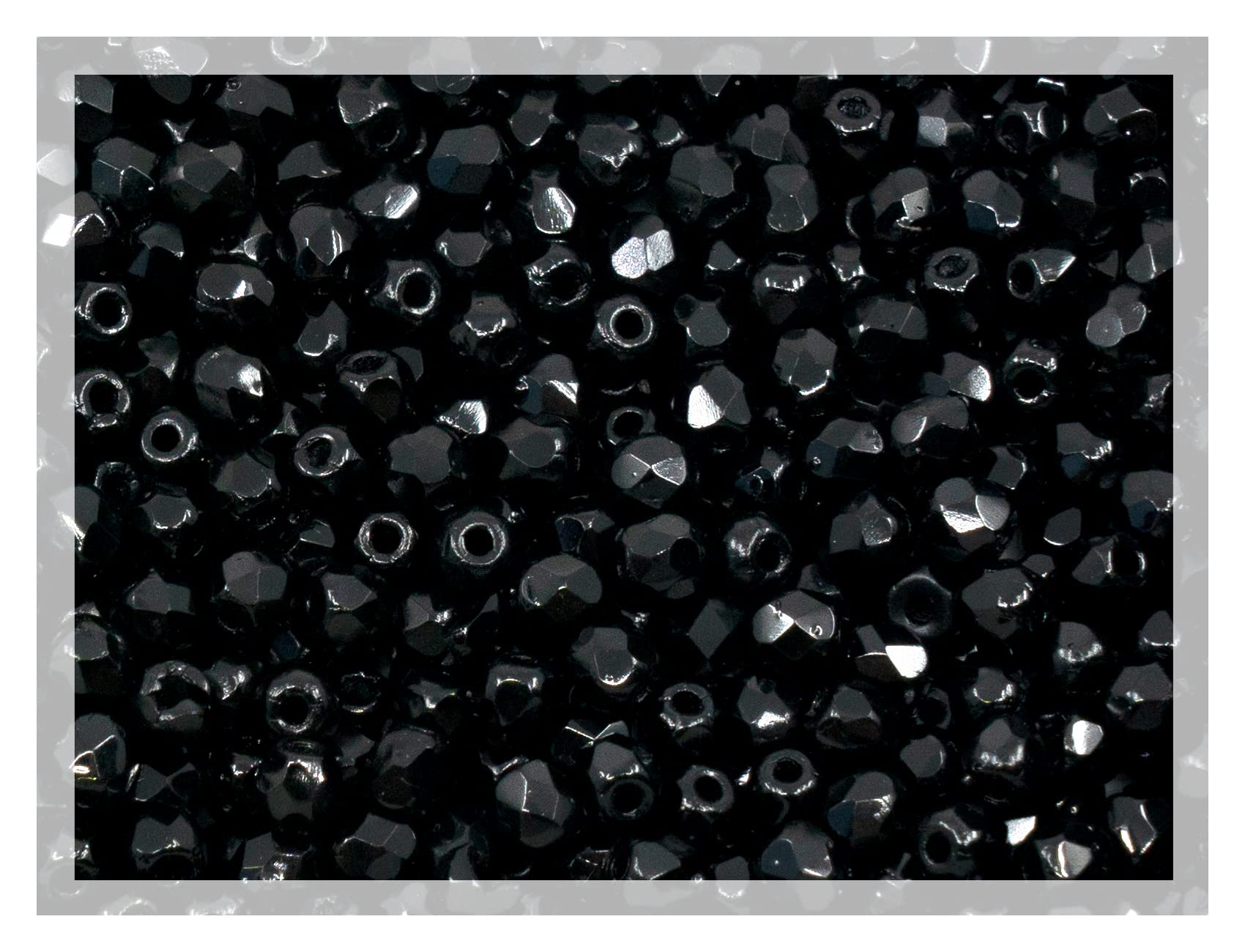 0.88oz (600+ Beads) Faceted Fire Polished Pressed Czech Glass Beads 3mm (0.12in), Jet Black 23980