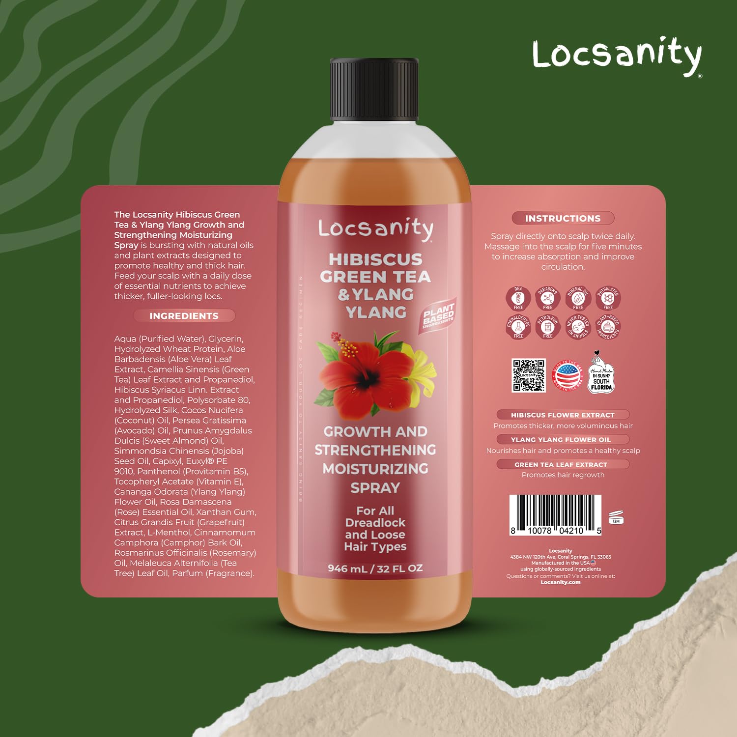 Locsanity Hibiscus Green Tea Hair & Scalp Moisturizing Spray