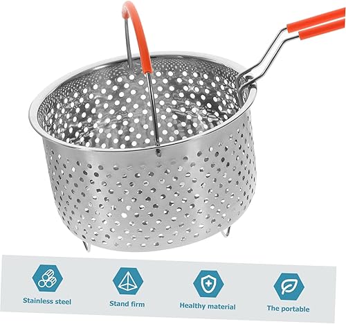 Miniatura 7 de Deep Fryer Basket Round Stainless Steel Frying and Steaming Basket for Vegetables and Noodles Convenient Double Handle Design for Easy Draining and
