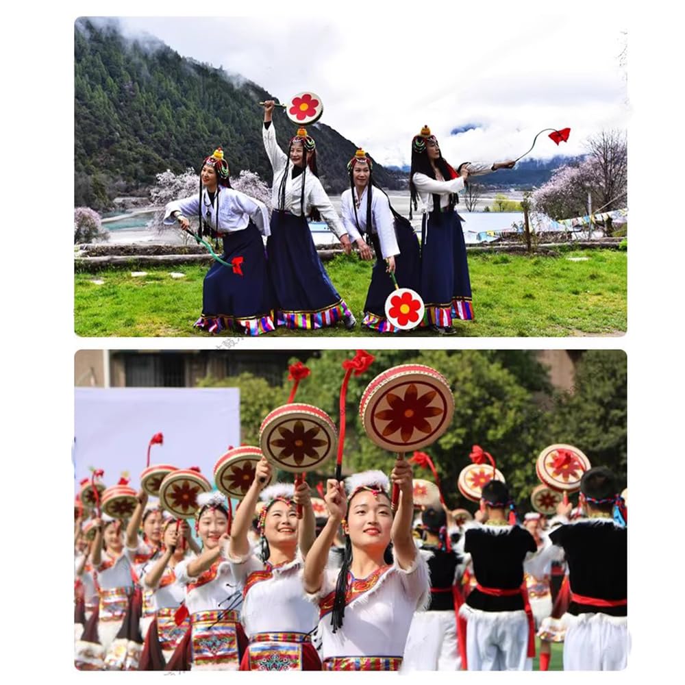 Tamburo Tibetano Portatile, Comprese Bacchette E Borsa, Strumento A Percussione Per Spettacoli Per Adulti,A,25CM