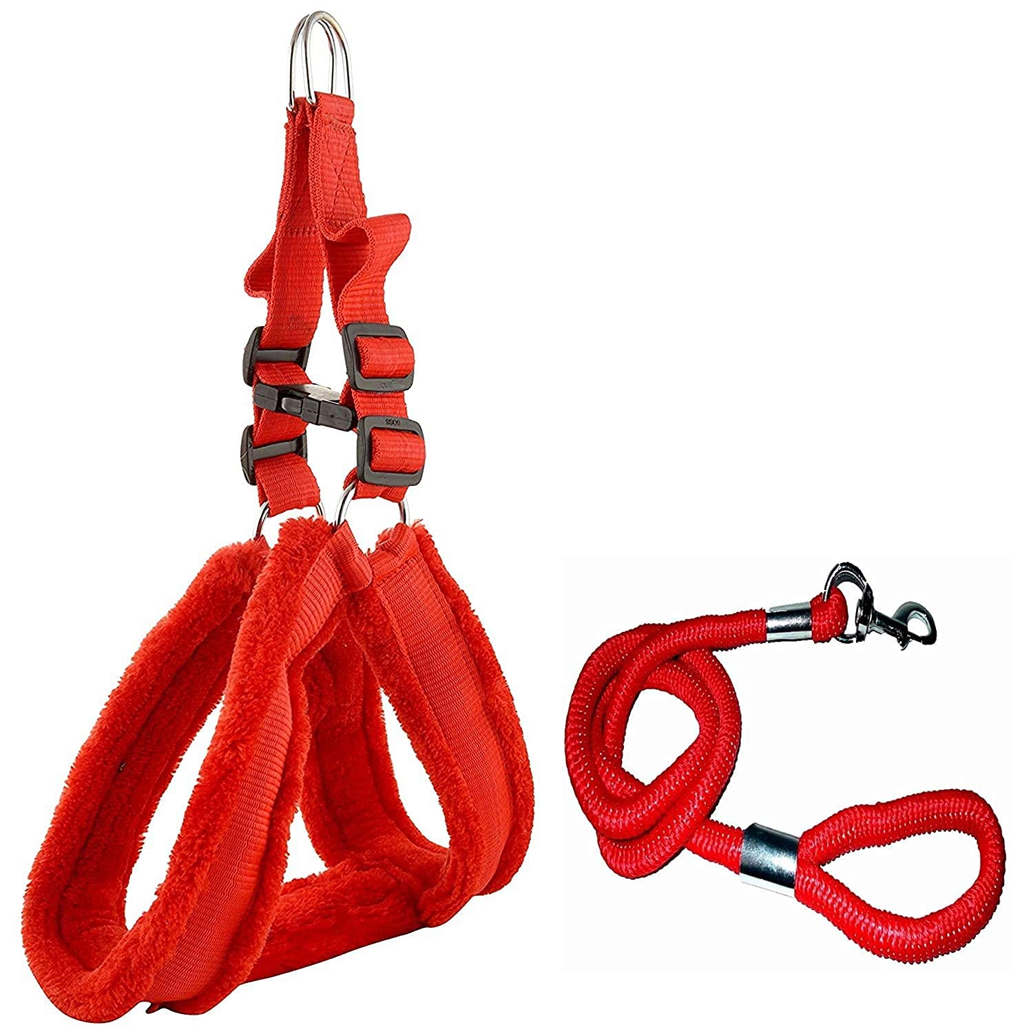 Smart Doggie® Combo of Comfortable and Adjustable Fur Padded Nylon Chest Belt and Rope for Your Pet Dog Small Size Dog Chest Belt with Leash | Color- Red (B09C2L9JQ1) Amazon Price History, Amazon Price Tracker