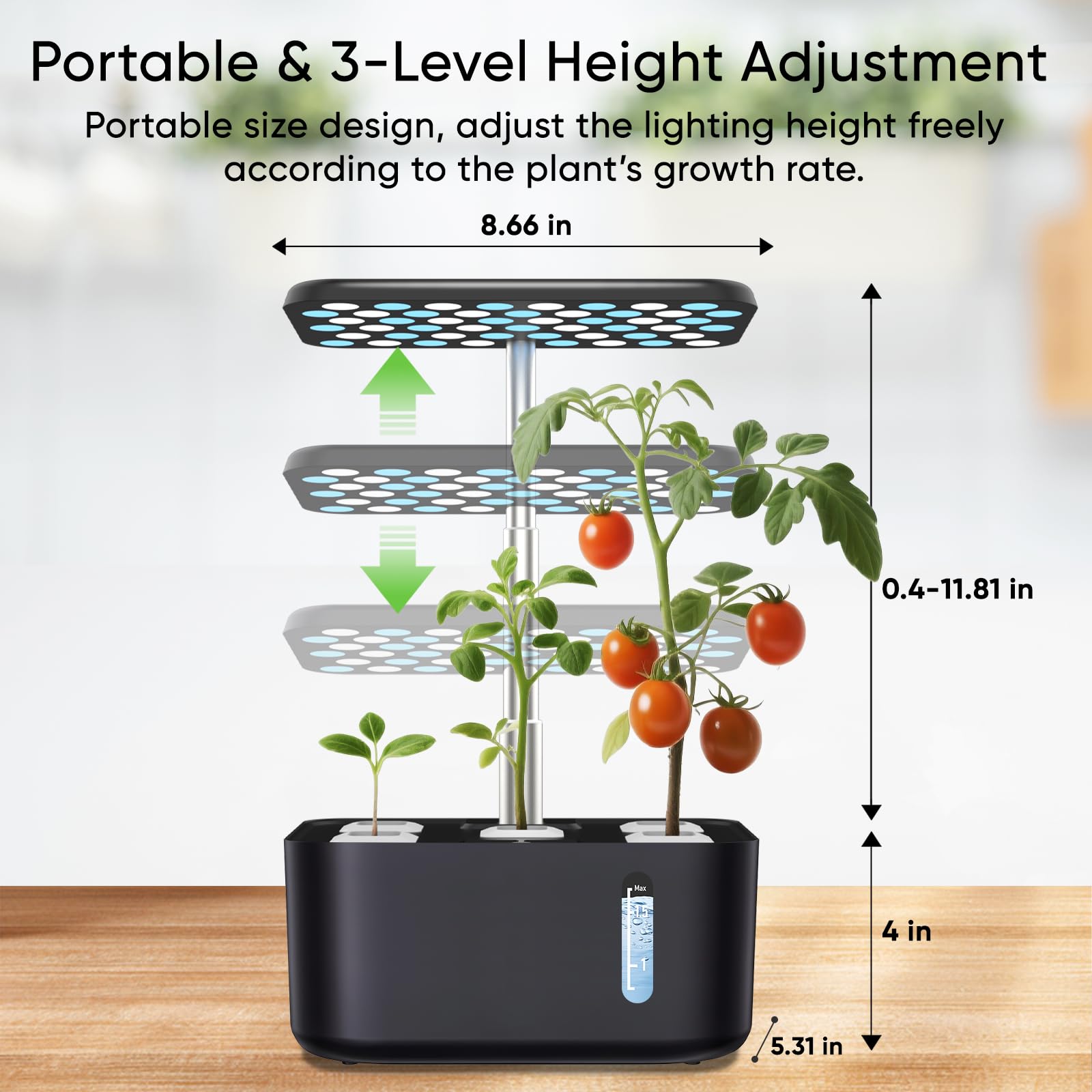 Sonicgrace Système de culture hydroponique d'intérieur avec lampe de croissance LED, pompe à eau intelligente silencieuse, 5 gousses, minuterie automatique, parfait pour les herbes, les légumes et les