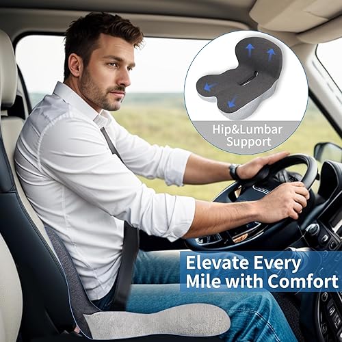 Miniatura 4 de Cojín de asiento de espuma viscoelástica, cojín para silla de oficina con soporte lumbar para aliviar la presión de la espalda, cojín de asiento de