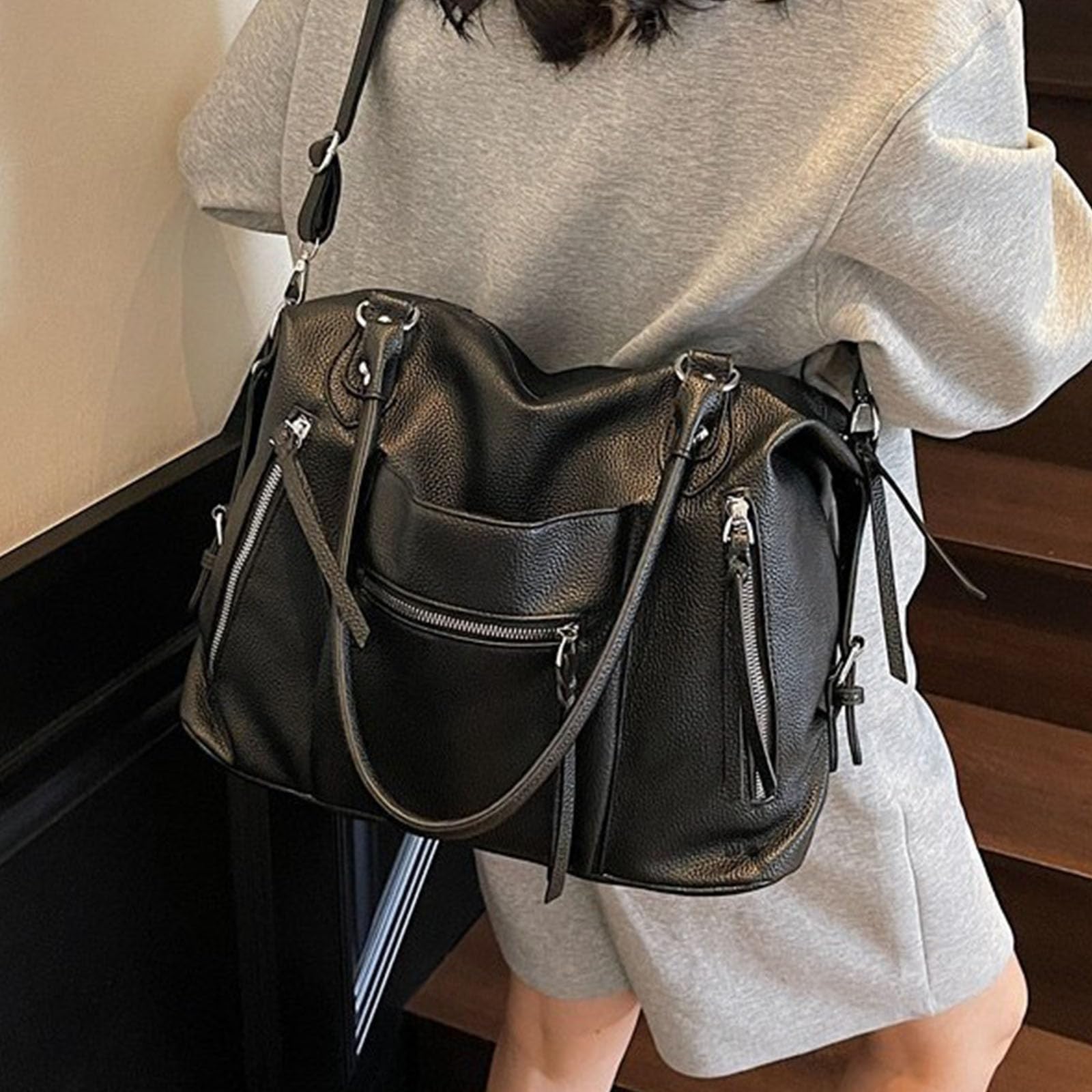 Elegante bolso de mano de piel sintética para mujer, con correa ajustable, bolso cruzado casual para axilas