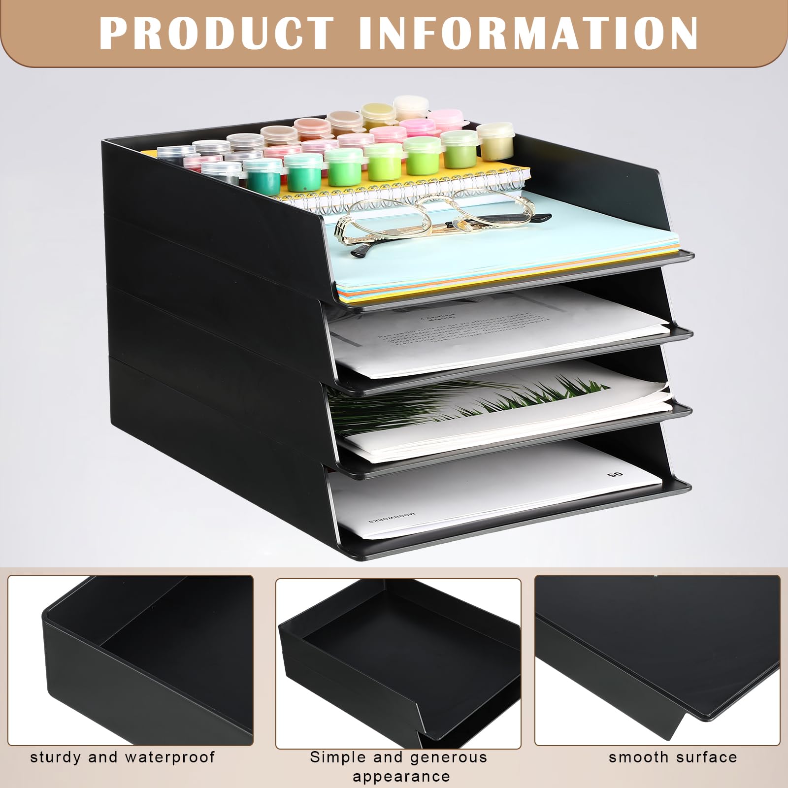 Stakable Desk File Snapklik.com : Wenqik 12 Pcs Stackable Paper Trays Rectangular Plastic ...