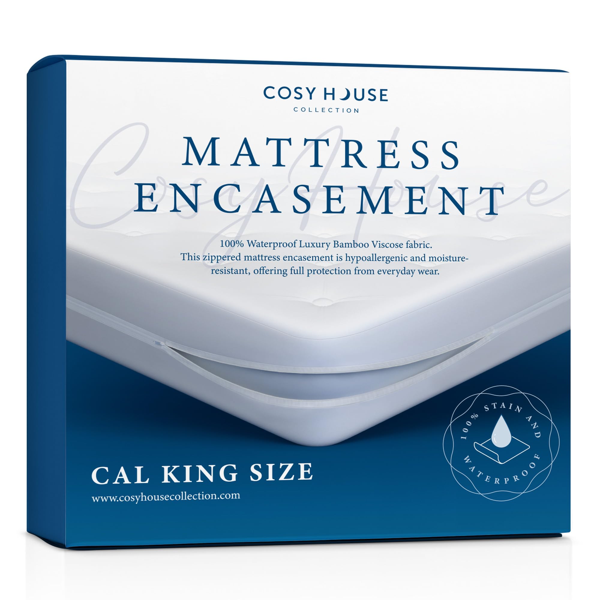 Cosy House Collection Luxury Bamboo Waterproof Zippered Mattress Protector Encasement - Noiseless Hypoallergenic Cover Stays Cool - California King-picture-15