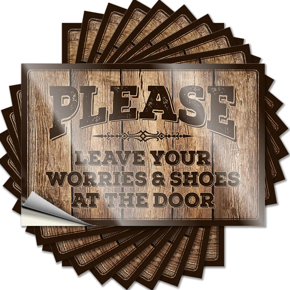 Label Water Bottle Waterproof Self-Adhesive & Zoo Animal Laminated - Please Leave Your Worries Shoes At The for Car Outside of | Adult Signs Man Cave(6X9CM-10Pcs)