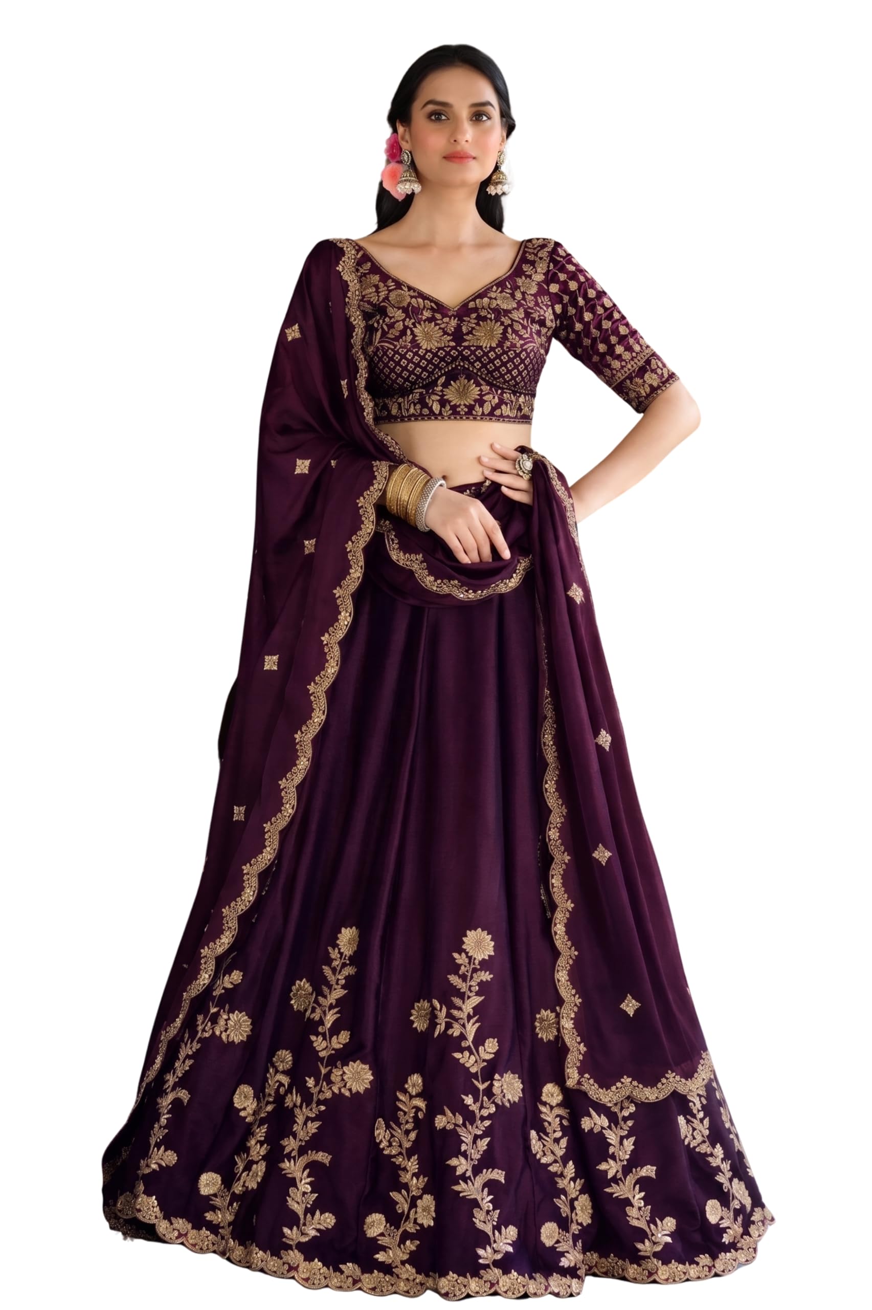 ethvika fab Women’s Wedding Lehenga Choli Set with Dupatta – Heavy Embroidery & Zari Work Ethnic Bridal Lehenga for Festive-picture-27