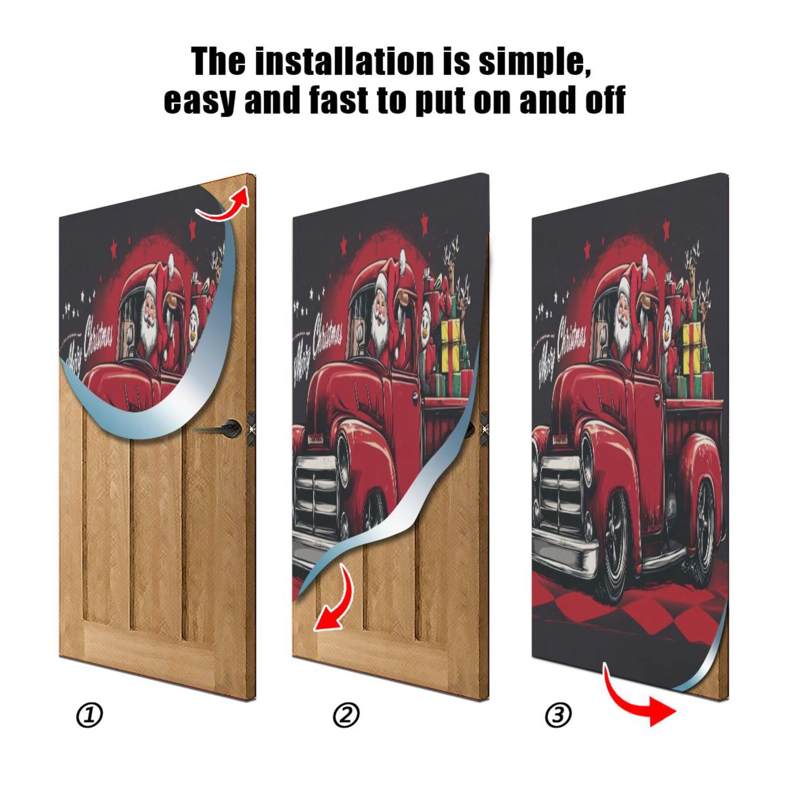 J JOYSAY Christmas Santa Car Door Decorations Door Cover Christmas Decoration Front Door Covers Decoraions for Christmas Party Supplies,32x79 in