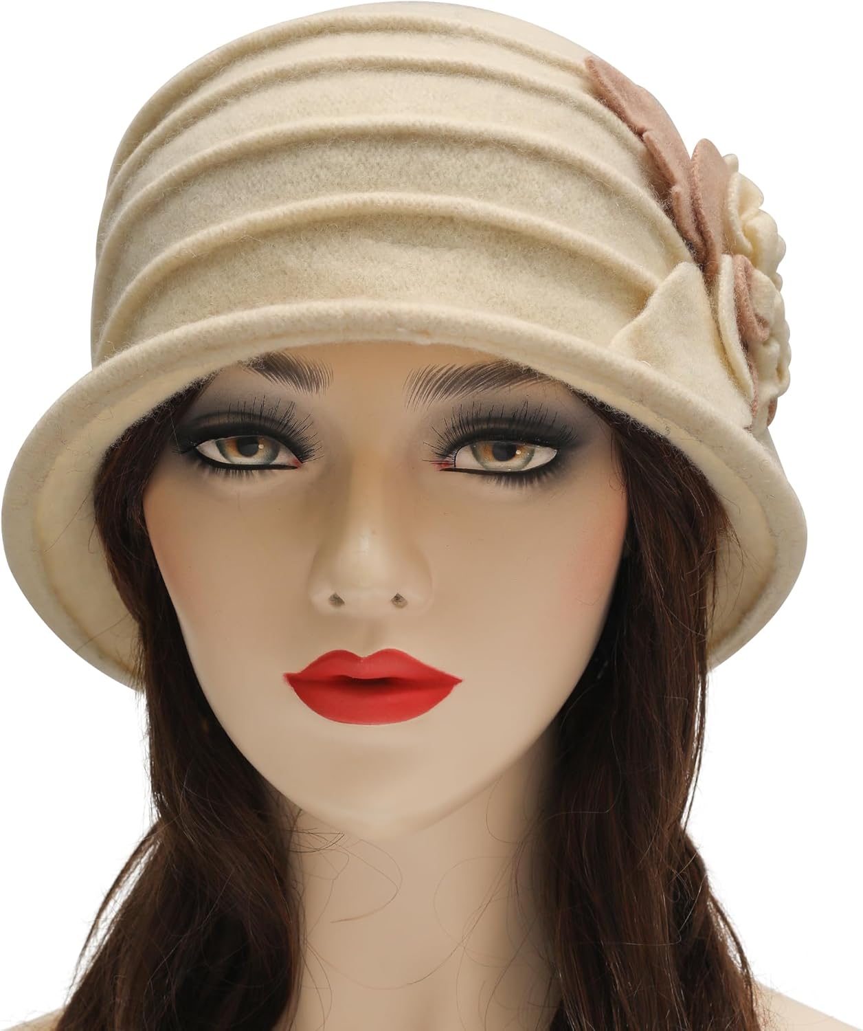 ZLYC Women Wool Cloche Bucket Hat 1920s Vintage Dress Winter Hats with Flower Accent - Image 3