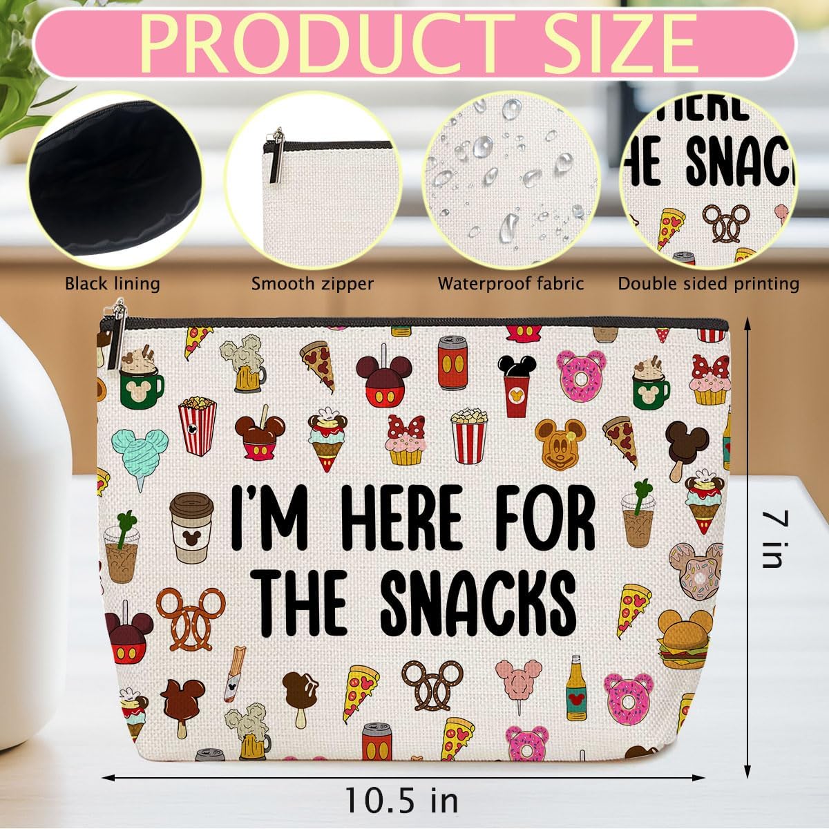 4PCS Cute Cartoon Print Makeup Bag Magic Cartoon Mouse Cosmetic Bag Cute Mouse Animal Lovers Gifts for Women Female Her Daughter Cousin Best Friend Bestie BFF Mothers Nurse Day Graduation Birthday - Image 2