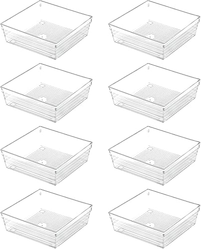 Miniatura 1 de Backerysupply - Bandeja organizadora de cajones de plástico transparente para clóset de tocador, bandeja de almacenamiento para maquillaje,