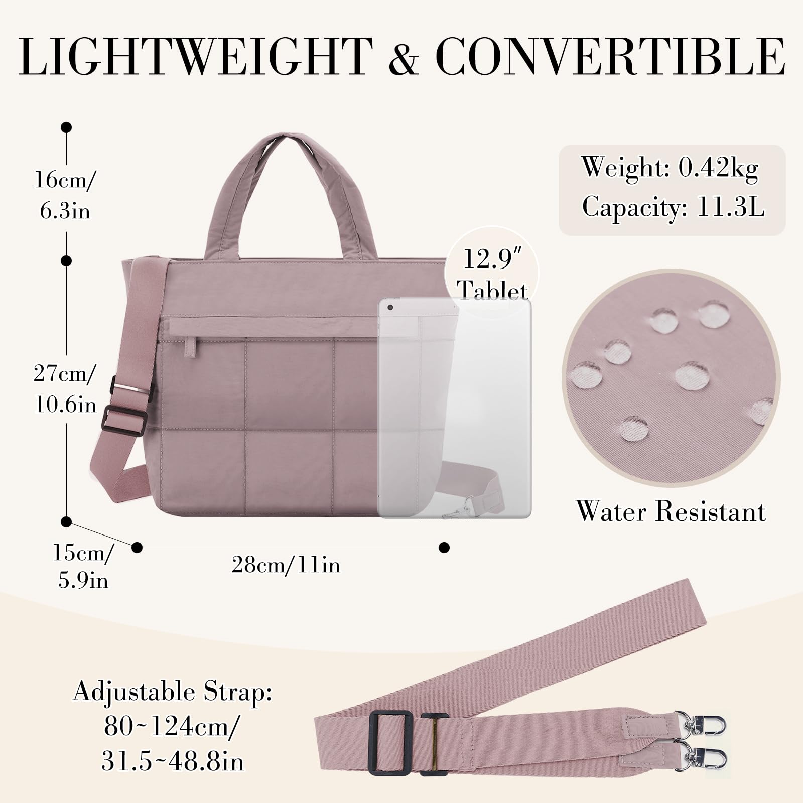 VASCHY Mała torba typu puffer tote dla kobiet, lekka, mini pikowana crossbody, urocza tornister, puffy tote torebka torebka na siłownię