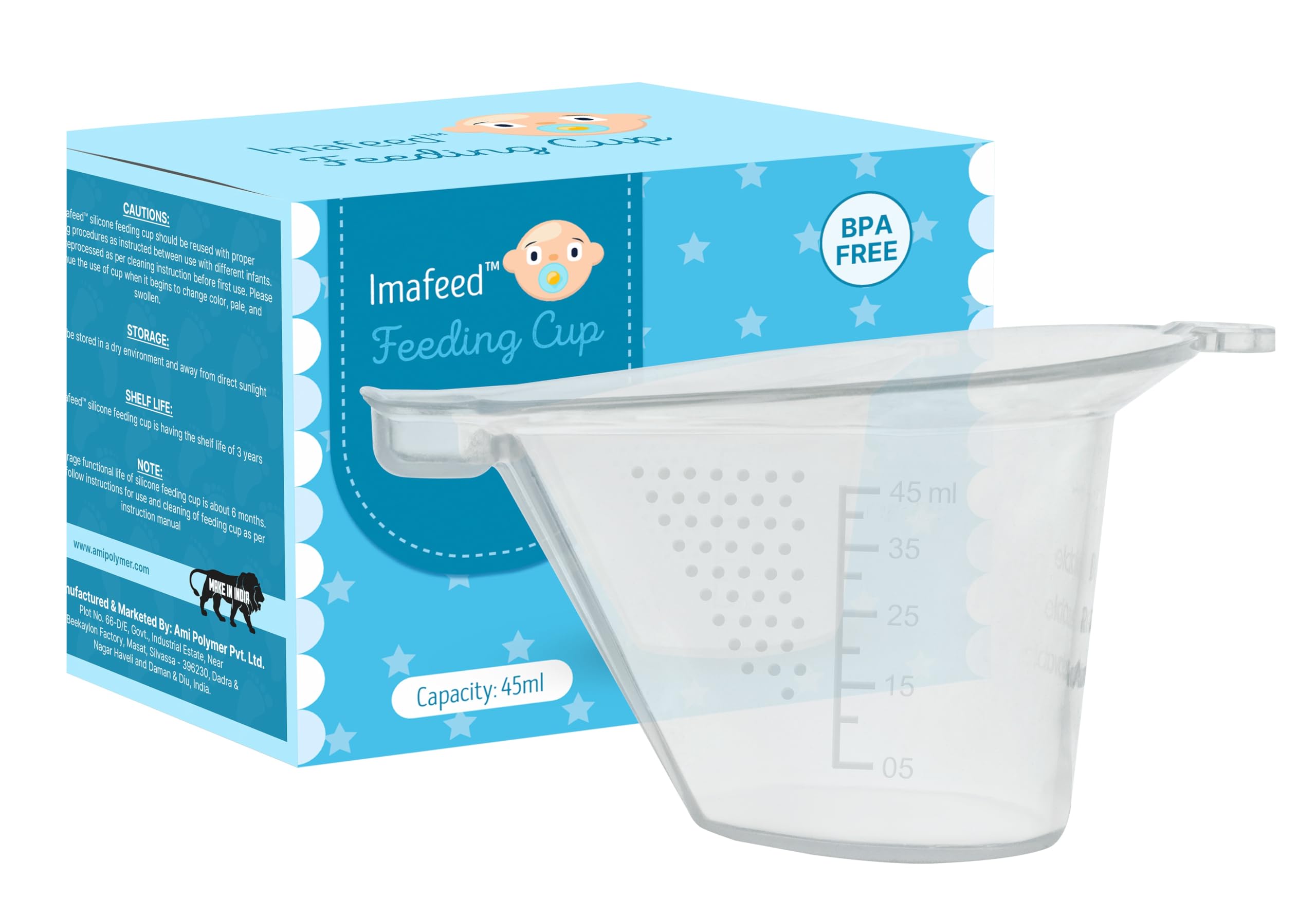 ImaFeed® Boilable Reusable Baby Feeding Silicone Cup || Round Shape - 45 ml. (Transparent - Pack of 1)-image-24