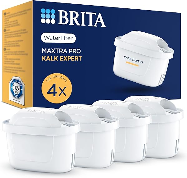 BRITA Wkład filtrujący MAXTRA PRO Hard Water Expert do wody – opakowanie 4 szt. – oryginalny wkład BRITA dla maksymalnej ochrony urządzeń, redukujący zanieczyszczenia, chlor i metale