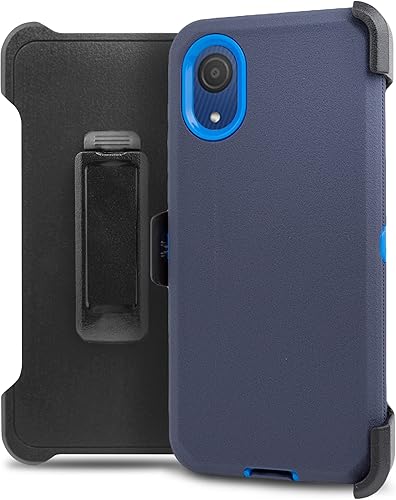 Miniatura 1 de Funda para teléfono Samsung A03 Core 2022 con clip para cinturón con protector de pantalla integrado con función atril incorporado, a prueba de