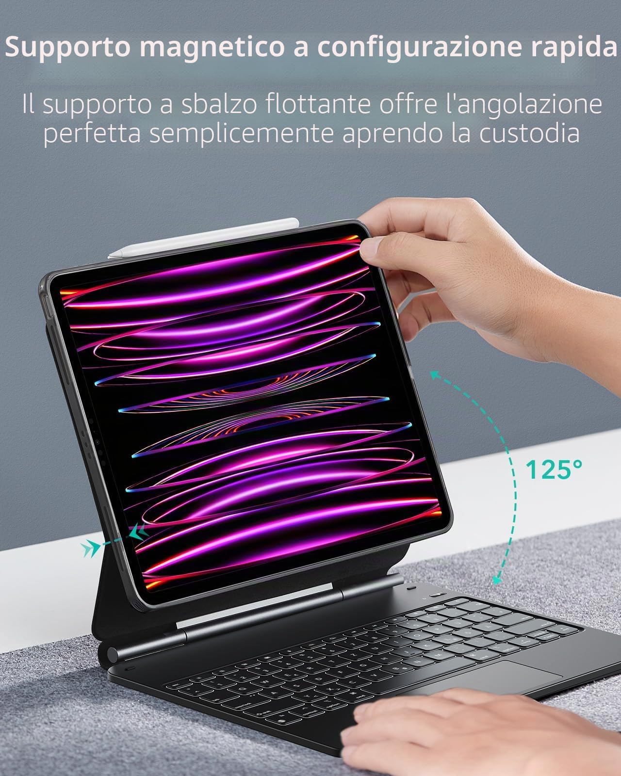 ESR per iPad Pro 12.9 Custodia con Tastiera, Supporto Magnetico Multimodo
