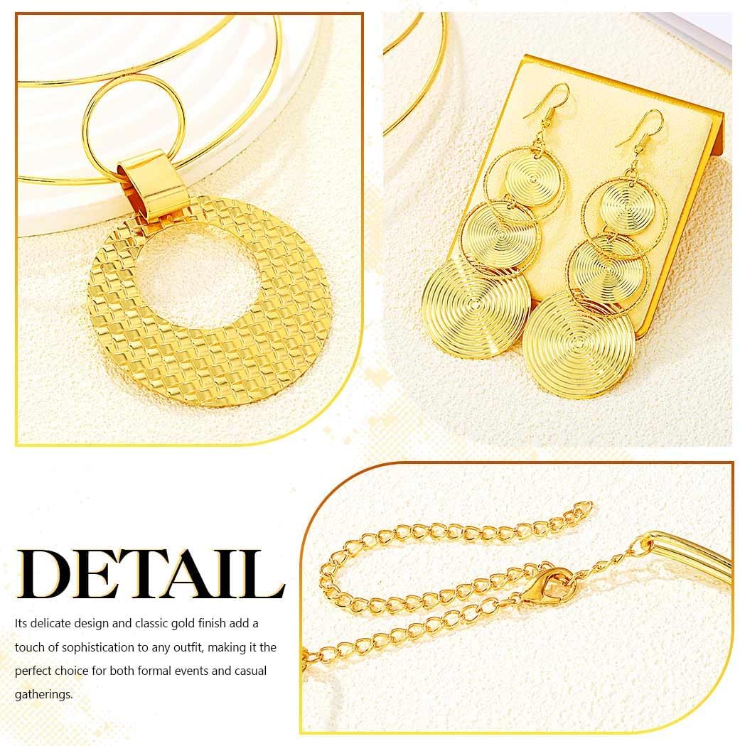 Gold African Choker Necklace Jewelry Set Africa Statement Pendant Necklaces Earring Sets for Women - Image 4
