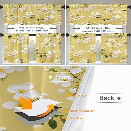 Miniatura 747 de Cenefas de cocina modernas con patrón de cobre marrón dorado para ventanas, cenefas opacas abstractas de marcas de arañazos y cortinas opacas