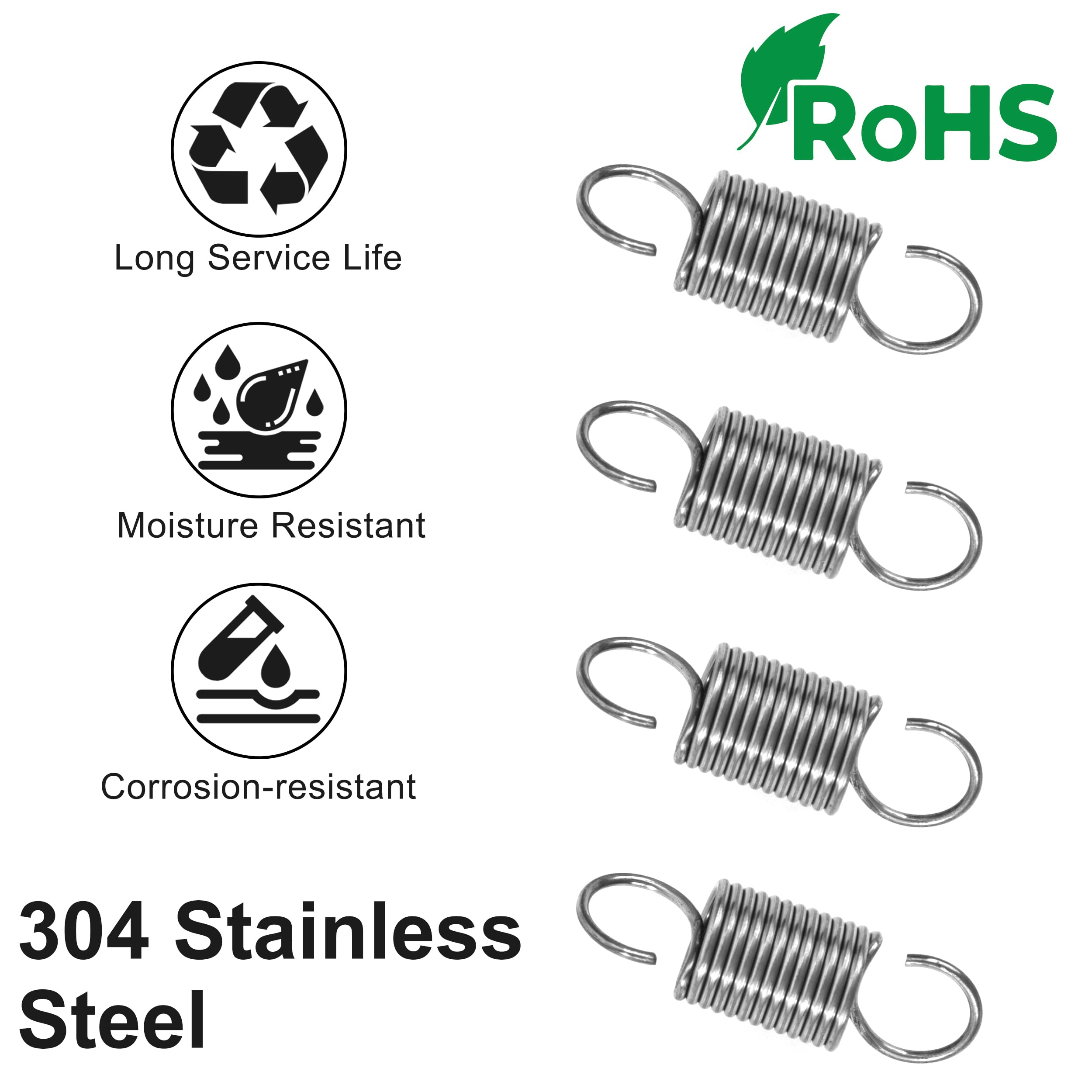 Ressorts 30mm Précision Ressorts Traction GUNGY Lot De 10 - Acier Inox 304 - Double Crochet 8mm - Force 0.87kg Ressort Traction