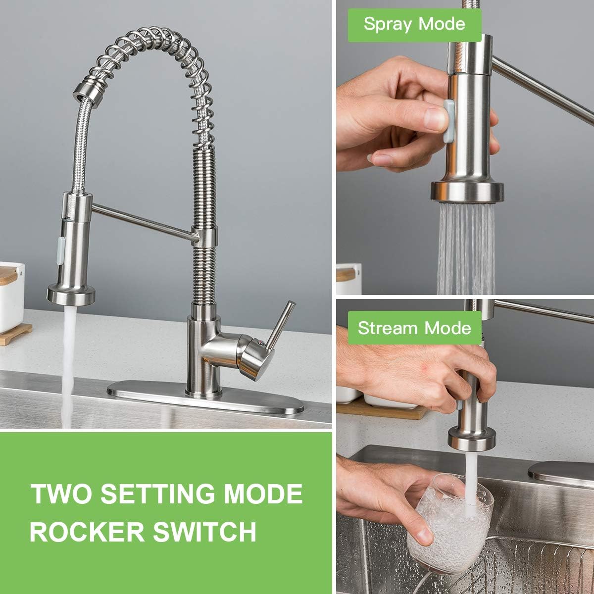 Flash Deals - 60% OFF Kitchen Sink Faucet,Spring Brass Kitchen Faucet with Pull Out Sprayer, Single Handle Kitchen faucets with Deck Plate for Commercial Laundry Bar Sinks,Nickel Flash Deals - 60% OFF Kitchen Sink Faucet,Spring Brass Kitchen Faucet with Pull Out Sprayer, Single Handle Kitchen faucets with Deck Plate for Commercial Laundry Bar Sinks,Nickel