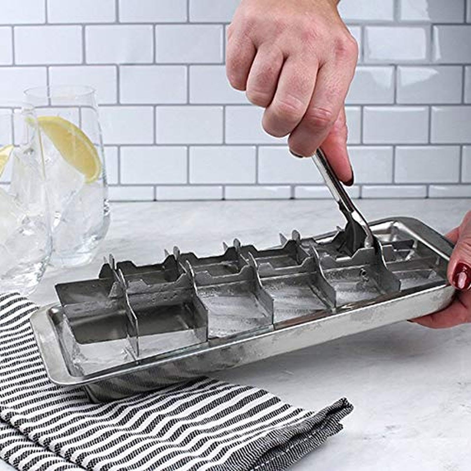 （現地引き取り）コンパクト製氷機 ステンレススチール製　ビックアイス Amazon｜レバー式アイストレイ 2 in 1ステンレス鋼製 氷型 アイス