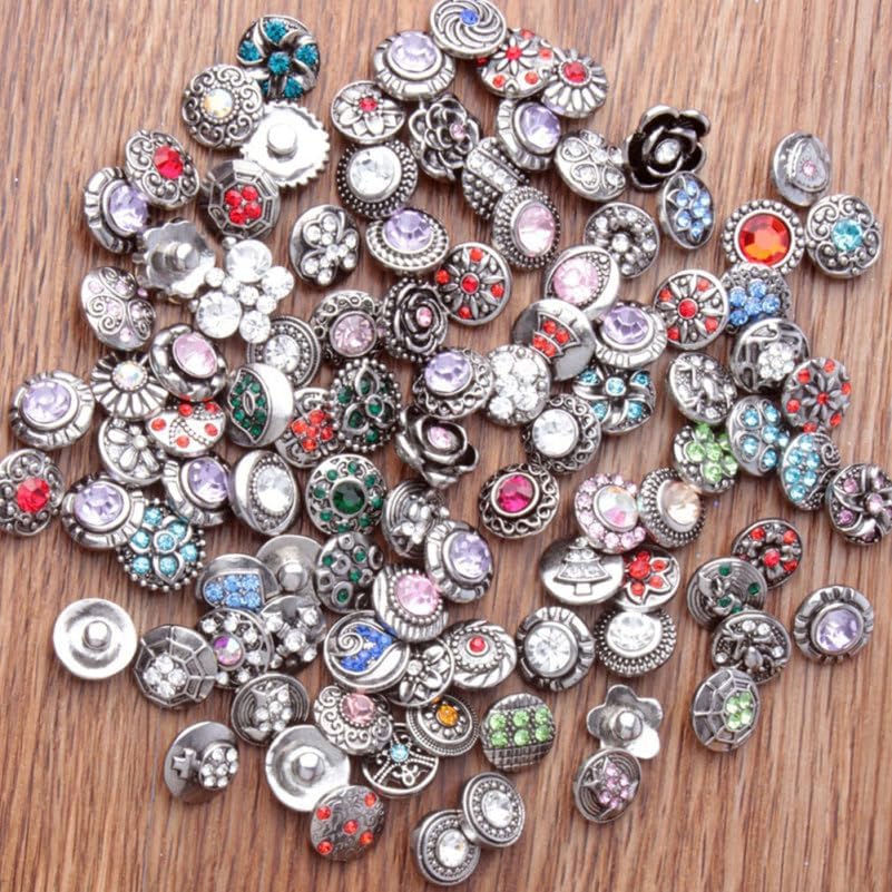 Gemstone Inlay Snap Buttons Mixed Style 0.47In Jewelry Charms for DIY Crafts Costume Decoration Sewing Accessories - Image 3