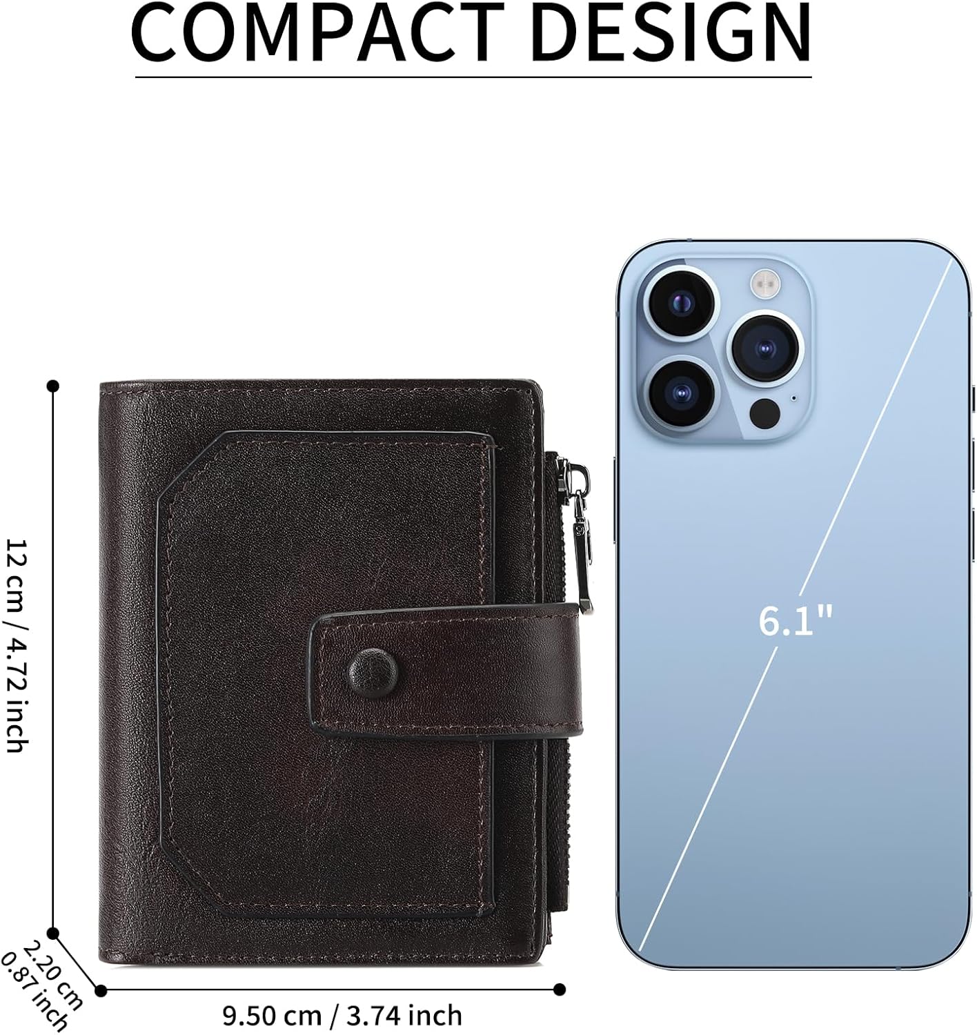 GAEKEAO Genuine Leather Wallets for Men with Zipper, RFID Blocking Mens Wallet with Coin Pouch, Bifold Wallet with 2 ID Windows in Gift Box, Billeteras de Hombres - Image 6