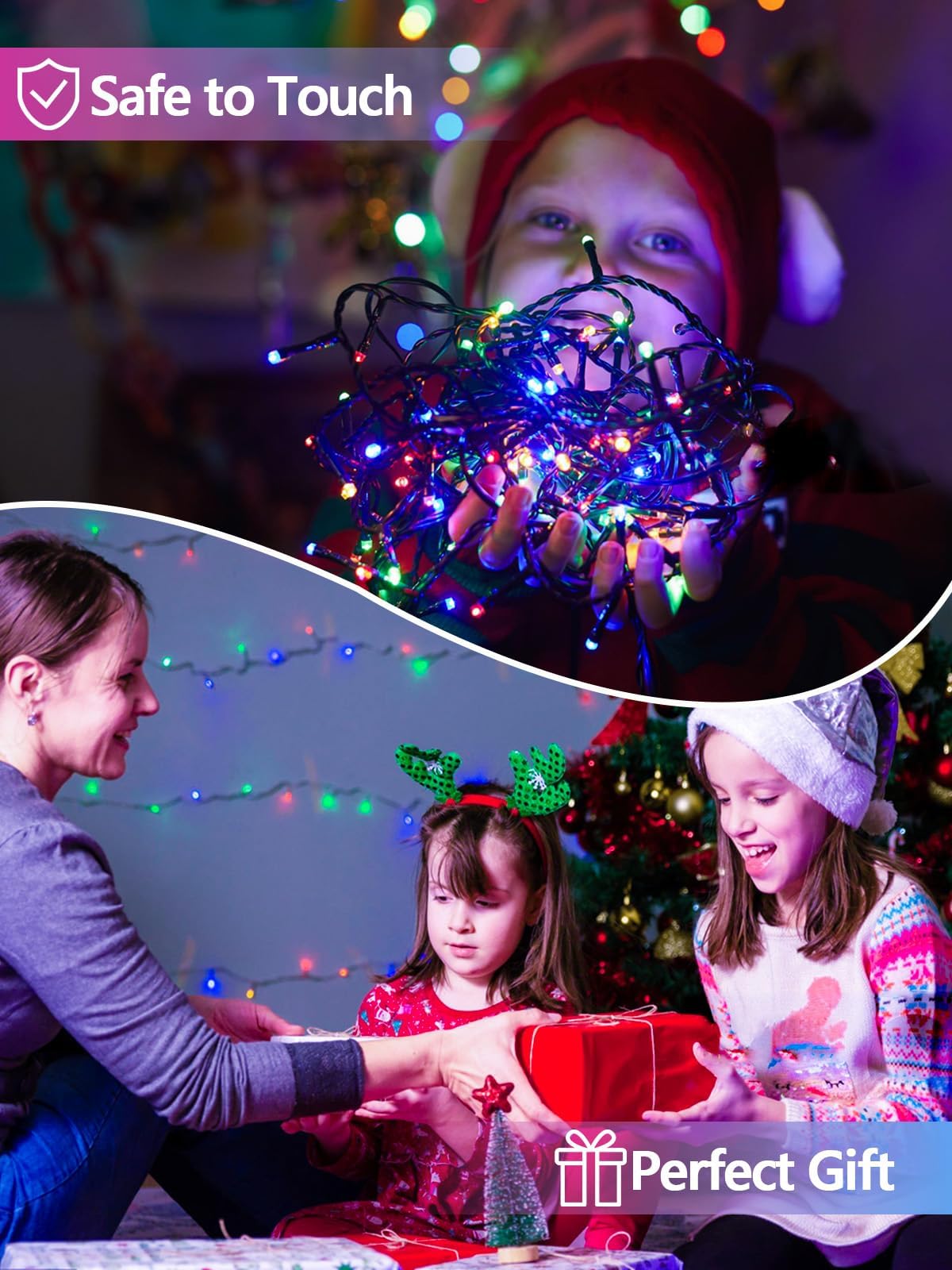 EEW 4 Stück 400 LED Solar-Lichterkette für außen, Solar-Weihnachtsbeleuchtung mit 8 Beleuchtungsmodi, wasserdicht, grüner Draht, Solar-Lichterkette für den Außenbereich, für Baum, Weihnachten, Party