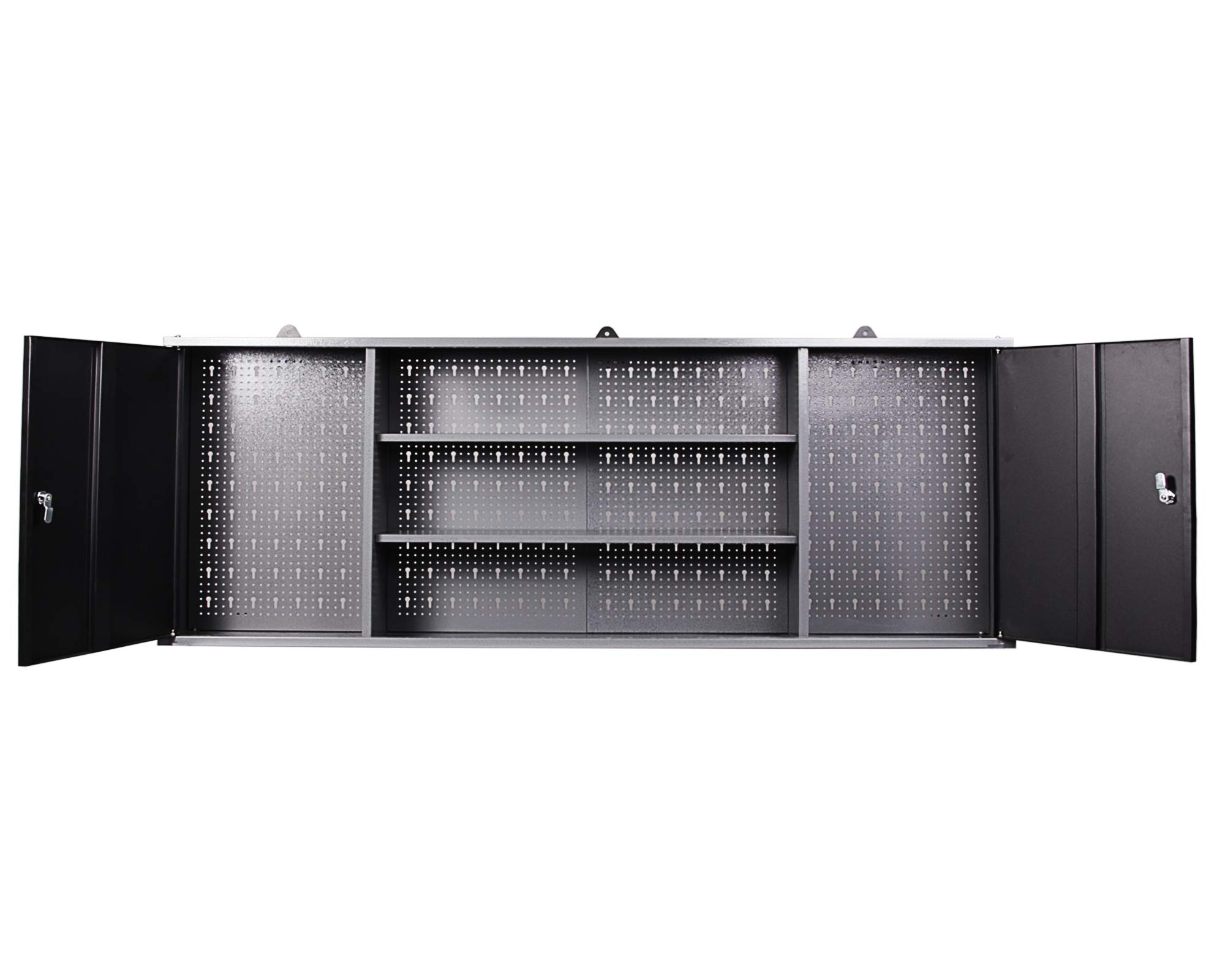 Ondis24 Werkzeugschrank Metall, Werkstattschrank 160x16x60 (H) cm, 2 abschließbare Türen, Hängeschrank mit Einlegeböden (anthrazit)