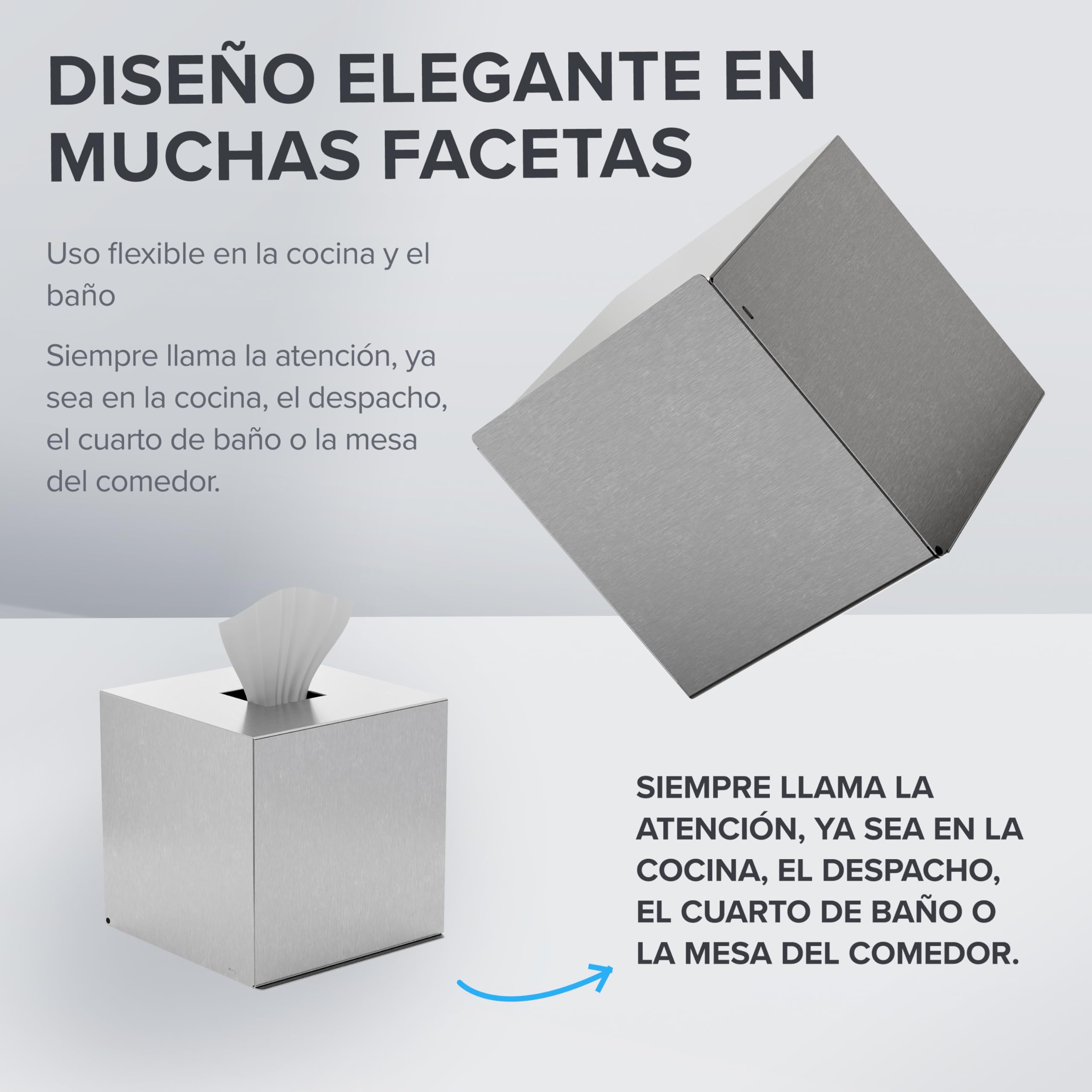 ovimar Caja Cuadrada para pañuelos cosméticos Svitringen | Acero Inoxidable | Plata dispensador de pañuelos, Toallas de Papel o pañuelos cosméticos | para baño, Cocina o Mesa de Comedor