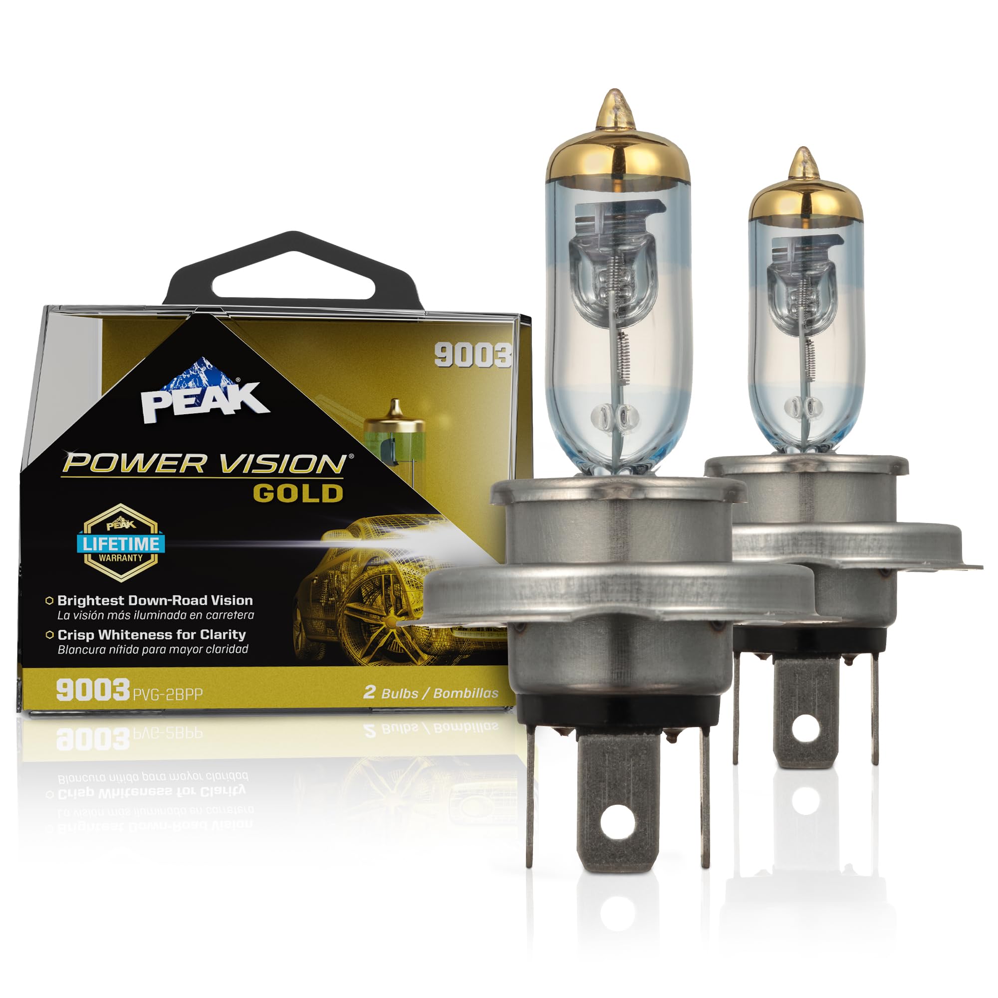 PEAK Power Vision Gold Automotive High Performance 9003/H4/HB2 60/55W Headlights (2 Pack)
