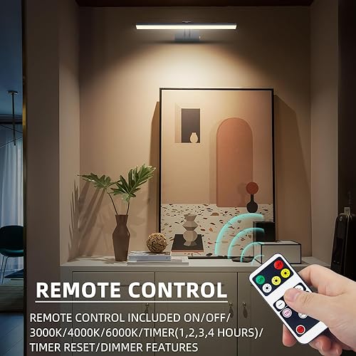 Miniatura 2 de LEEQVHOOLL Luz de imagen, luz de pared de batería de 16 pulgadas, luz de visualización 3CCT, luces de arte de metal para pinturas, temporizador