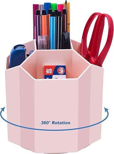 Miniatura 8 de Soporte para bolígrafos, giratorio de 360, soporte para bolígrafos de 5 rejillas para almacenamiento de suministros de oficina, organizador para