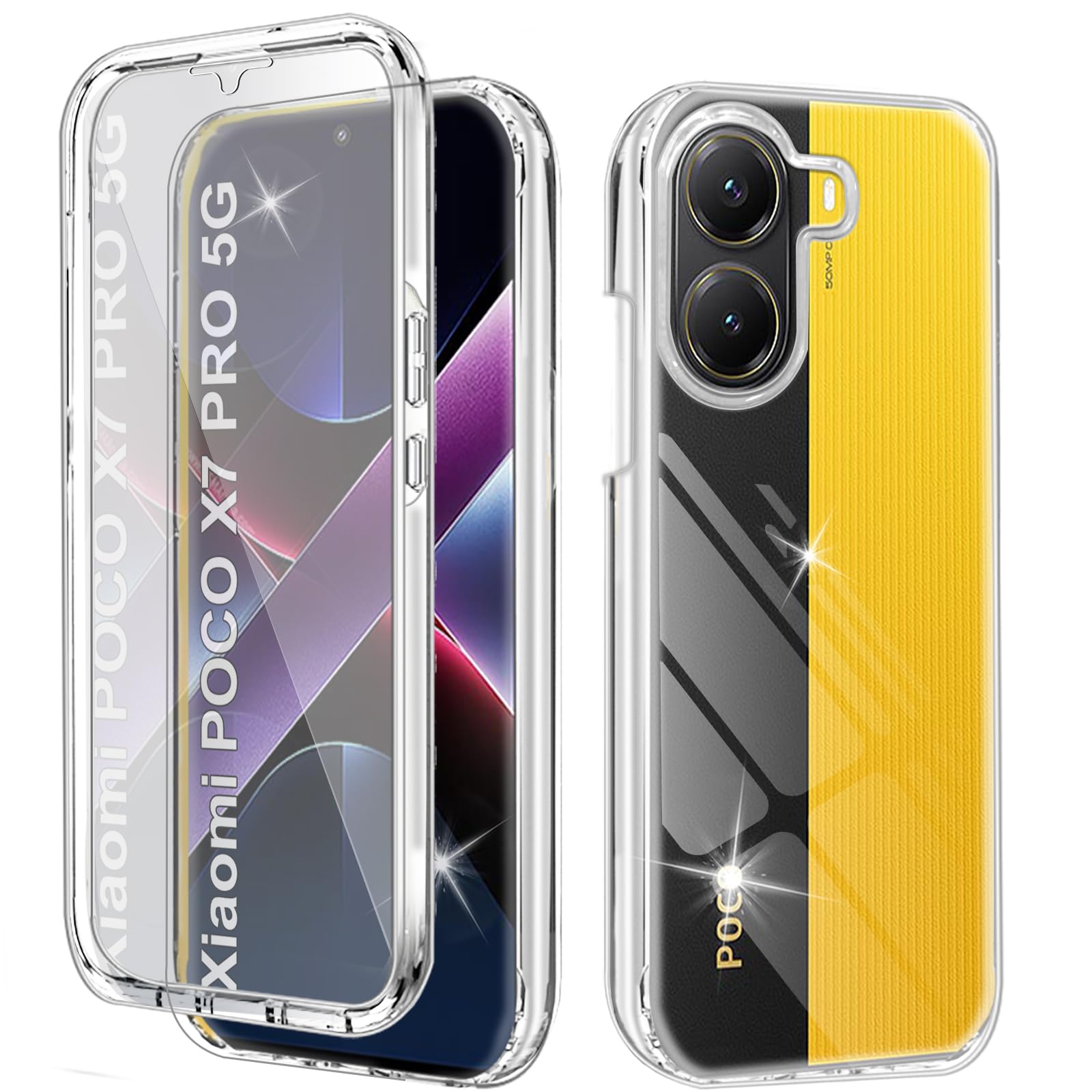 Etui do Xiaomi Poco X7 Pro 5G, odporne na wstrząsy etui do Poco X7 Pro z osłoną ekranu 360 Full Body Wytrzymała dwustronna przezroczysta obudowa TPU do Poco X7 Pro 5G, przezroczysta