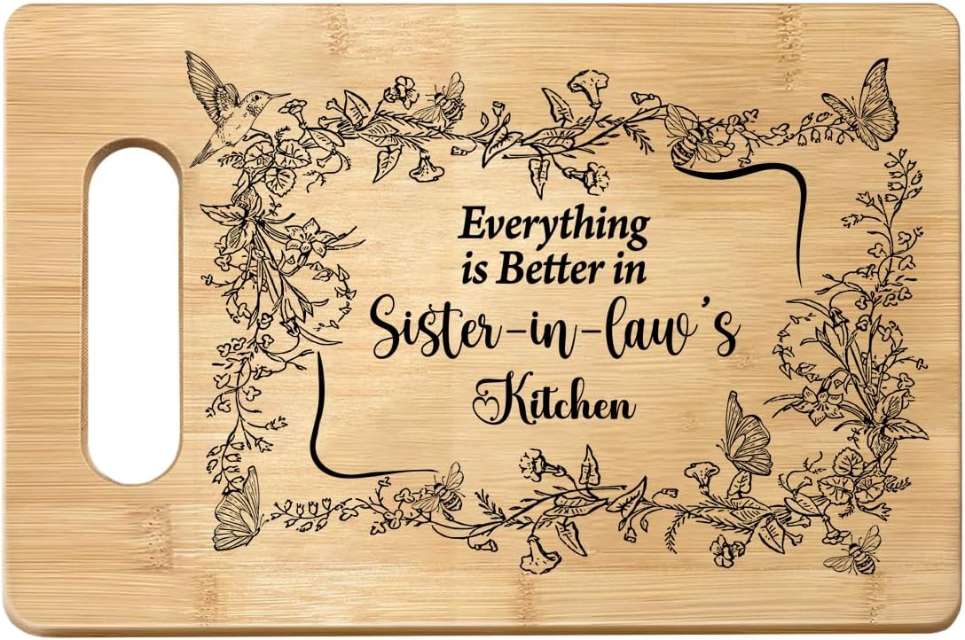 Sister in Law Gifts Cutting Boards for Kitchen, Best Mother's Day Birthday Gifts for Sister in Law Chopping Board, Gift for Sisters-in-Law Kitchen Decor Board