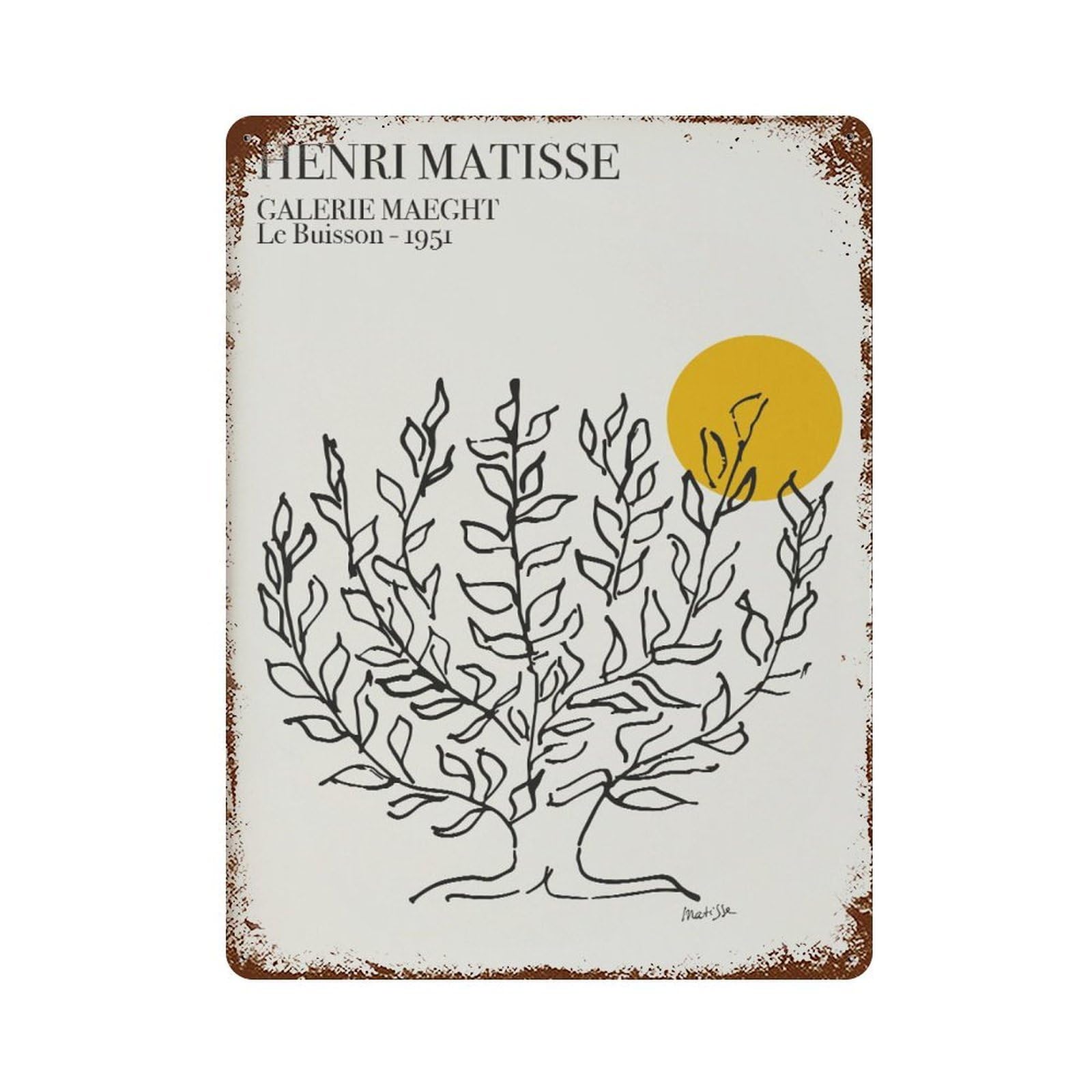 xiaoxiaoshen Henri Matisse Exhibition Plane Tree Wall Decor Art Metal Tin Poster Modern Home Decor Art Home Bar Shop Decorations Vintage Sign 40x30cm