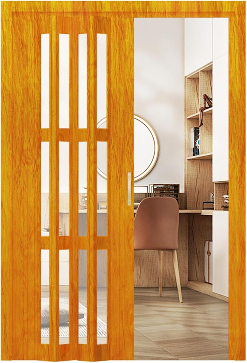 Folding Pantry Doors for Kitchen Partition, Black Red Grey