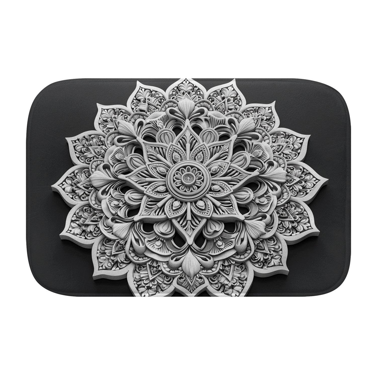 Tapis de bain antidérapant et ultra absorbant en mousse Fleur 3D lavable