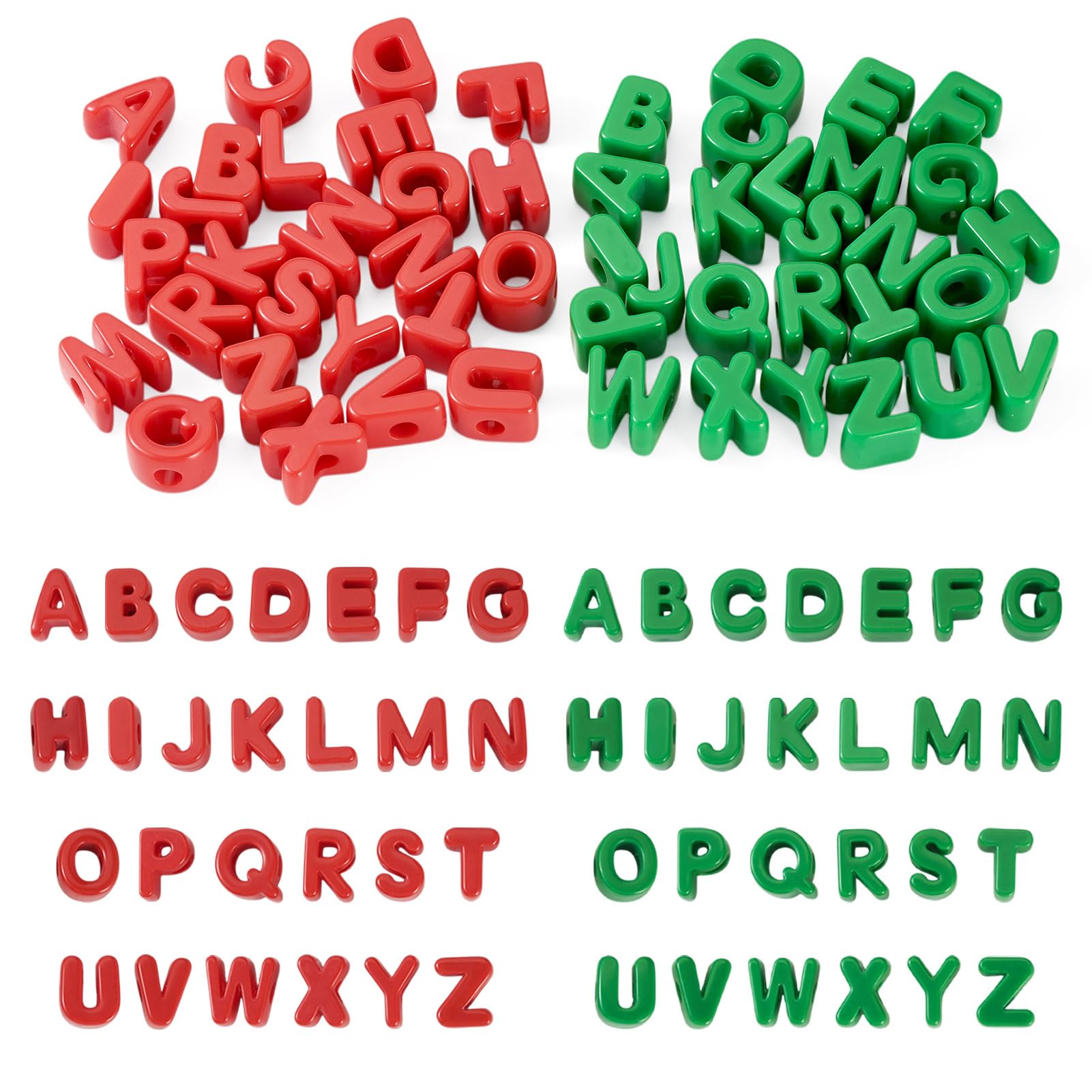 Cheriswelry 52Pcs Red Green Alphabet Acrylic Beads Letter European Beads