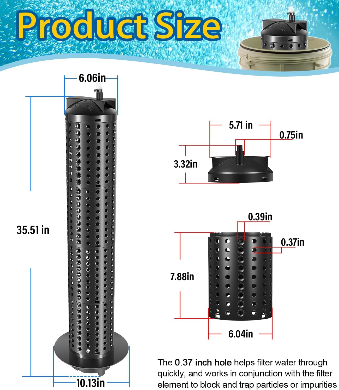 LAIKOU 59053800 Center Core Replacement Part for Clean & Clear RP Filter CC 150, 175 and 200 Square Feet EC- 160317 160318 CCRP150 CCRP200 Pool and Spa Cartridge Filter Part